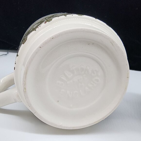 MCM Bilton England Cream and Sugar Bowl Ceramic White Green Ovals VTG - Picture 8 of 9